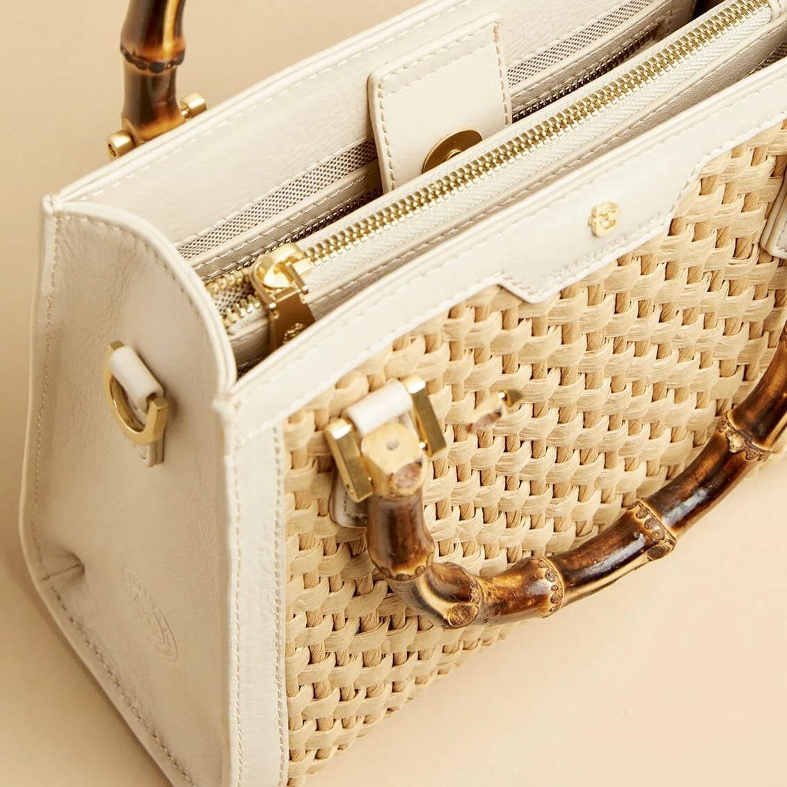 Bamboo Straw Satchel Pearl